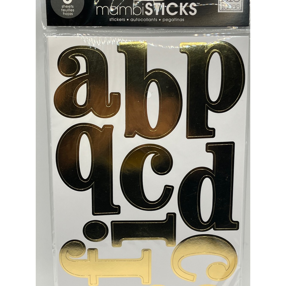 Me & My Big Ideas mambiSTICKS Gold Foil Alphabet Number Stickers 8 Sheets STL111